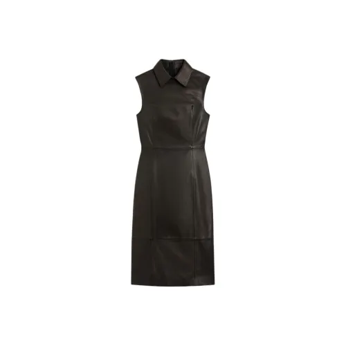 SCANLAN THEODORE Leather Pencil Dress Sleeveless Dress Women's Black