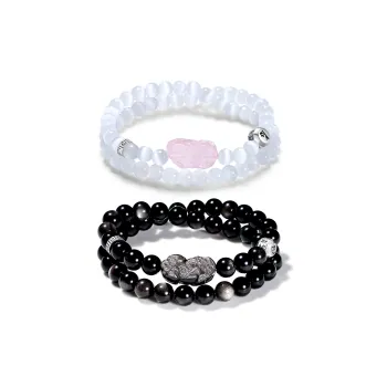 PUTUOSHANWENCHUANG Glass Cat Eye Bracelets Unisex