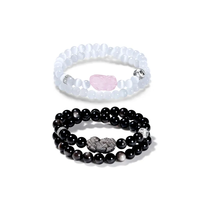 PUTUOSHANWENCHUANG Glass Cat Eye Bracelets Unisex-4