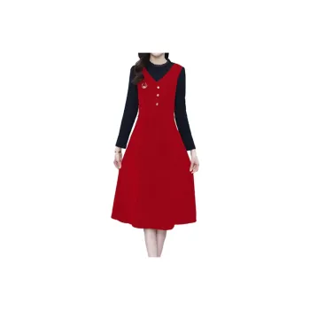 Mapping Long-Sleeved Dresses Women's Red
