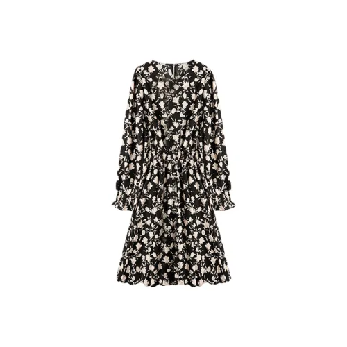 Still Quiet Long Sleeved Dresses Women's Black
