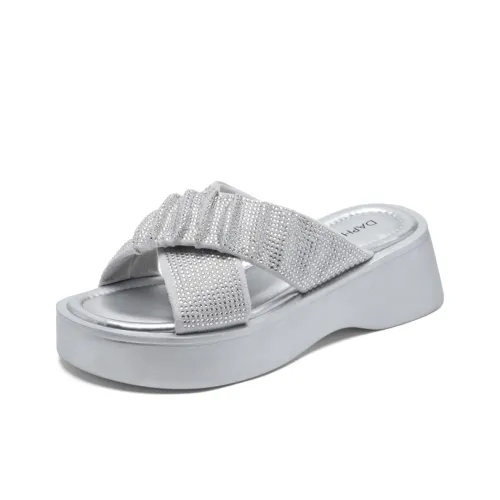 DAPHNE Slide Slippers Women's Silver/Black