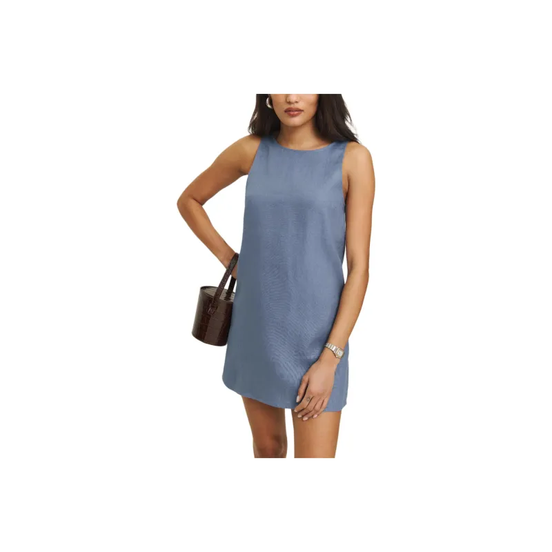 REFORMATION Jessi Linen Dress Sleeveless Dress Women's Cornflower-0
