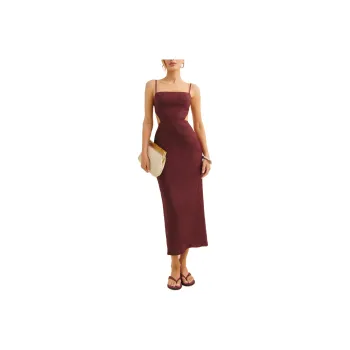 REFORMATION Asher Linen Dress Slip Dress Women's Chianti
