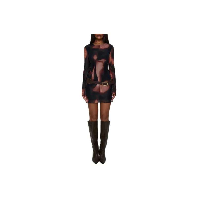 PRINCESS POLLY NYXIA LONG SLEEVE MINI DRESS Long Sleeved Dresses Women's MULTI/Multicolor-0