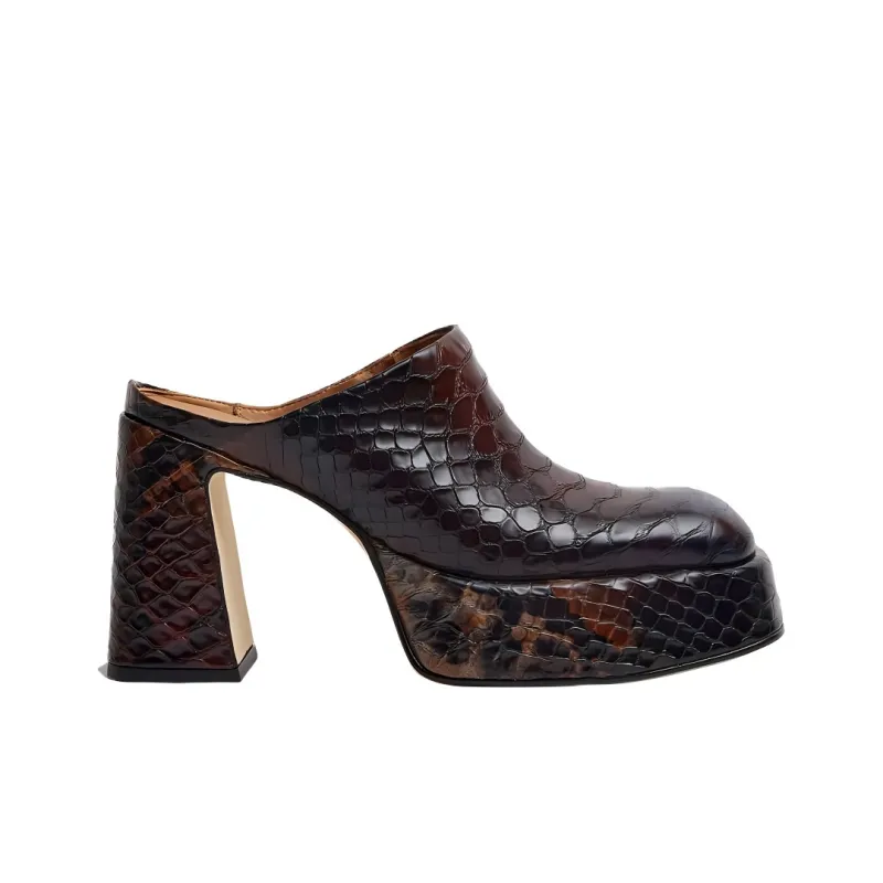 MIISTA Closed Toe Slippers 9cm Women's Brown-1