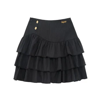 UNIFREE Casual Short Skirts Puffy Tiered A Line Skirt Skirt Women's Black