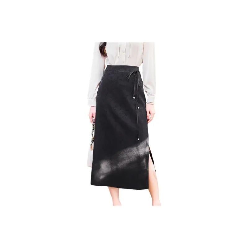 Like The Age Of Water Casual Long Skirt Women's Black-0