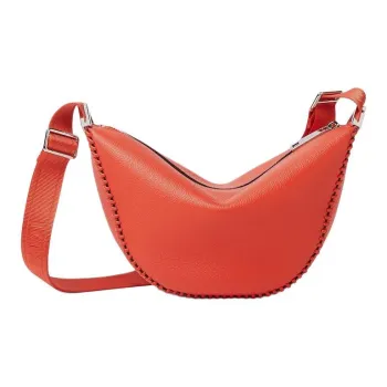 FENDI ROMA Full Grain Leather Shoulder Bag, Crossbody Bag Small Size Women's Coral Red