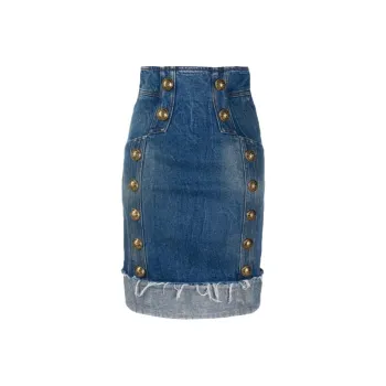 BALMAIN FW21 Denim Short Skirts Women's Blue