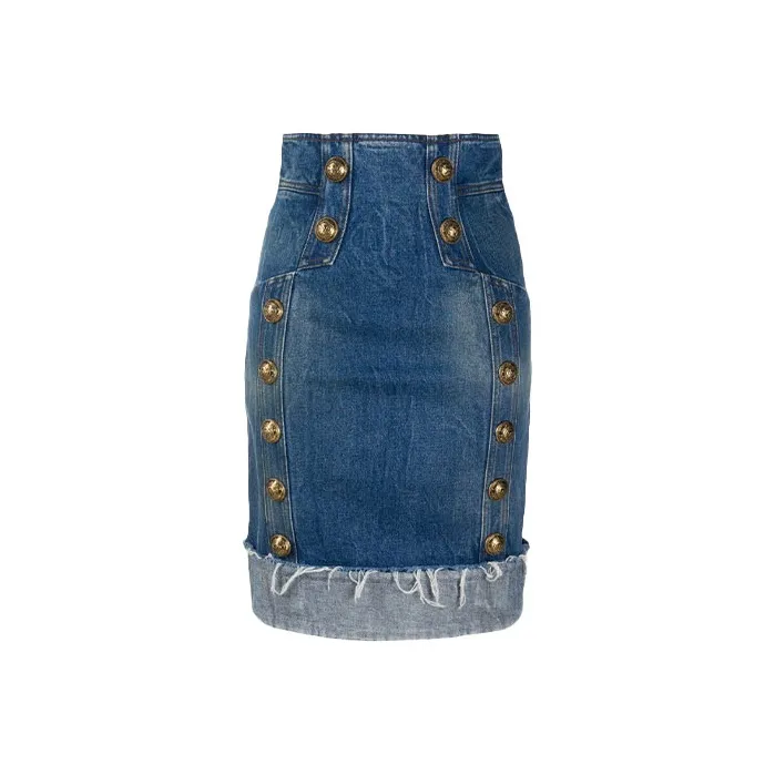 BALMAIN FW21 Denim Short Skirts Women's Blue-0