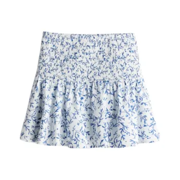 H&M Casual Short Skirts Women's White/Blue Floral