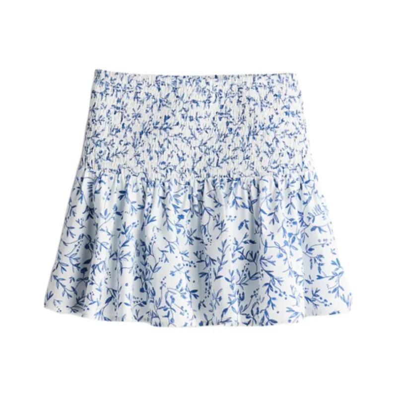 H&M Casual Short Skirts Women's White/Blue Floral-0