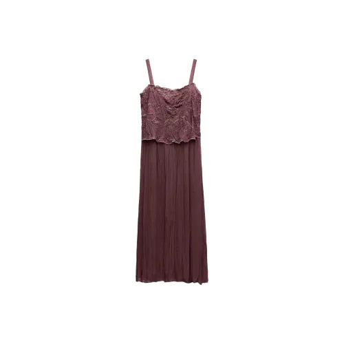 ZARA ZW Series Slip Dress Women's Burgundy