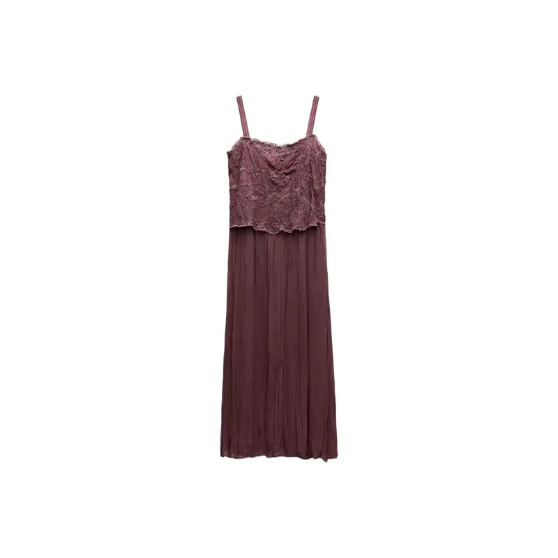 ZARA ZW Series Slip Dress Women's Burgundy-0