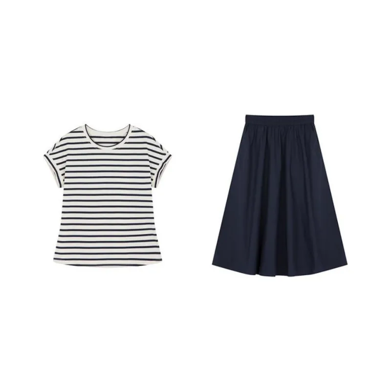 Mo Han Yi Mei Skirt Set Women's Navy Blue-0