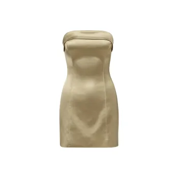 ARITZIA Ten Shimmer Satin Tube Dress Sleeveless Dress Women's Wicker Tan