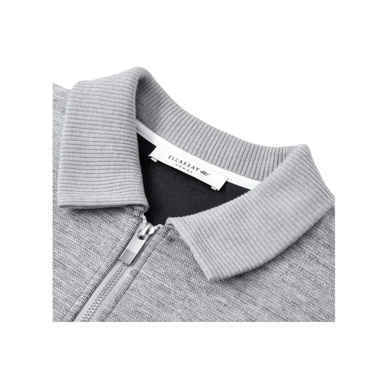 ELLASSAY Polo Shirts Men Gray Contrast Green-4