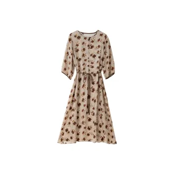 To The West Long Sleeved Dress Women's Withered Leaf Butterfly