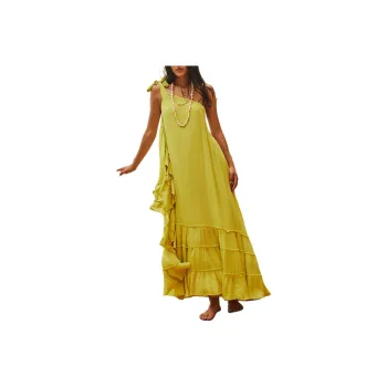 FREE PEOPLE Martini Kaftan Maxi Slip Dresses Women's Apple Green/Apple Green