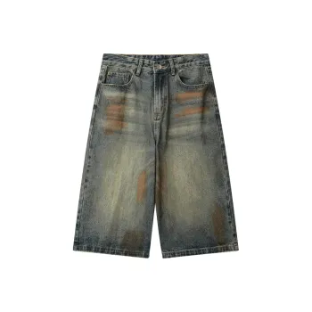 HKRXEC Denim Shorts Unisex Nostalgic Blue