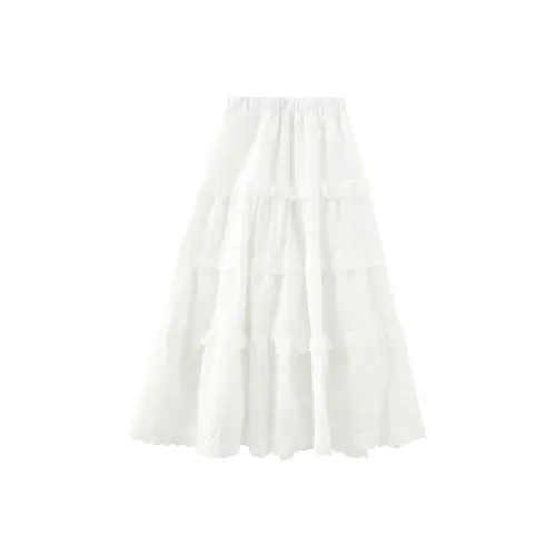 Miss Chipmunk Casual Long Skirt Women's White