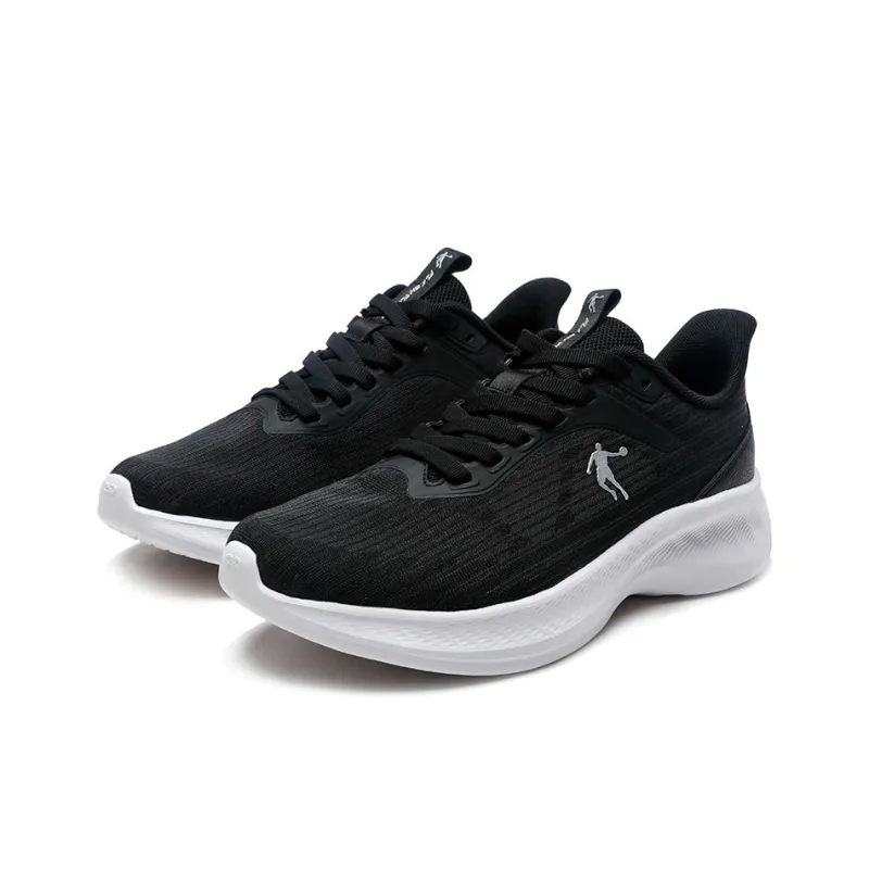 QIAODAN Anti Slip Wear Resistant Low Top Casual Running Shoes Men's Black White-1