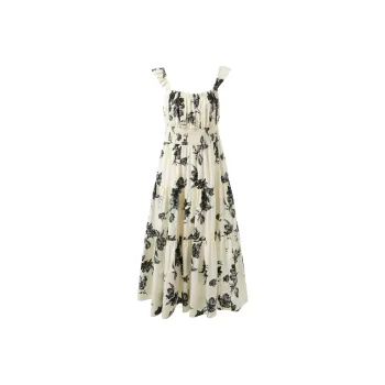 3COLOUR Sleeveless Dress Women's Black Beige Floral