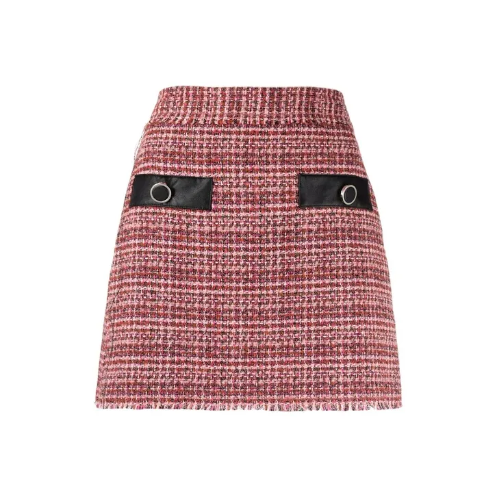 PINKO Leather Short Skirts Women's Red-0