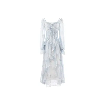 HUINIAN Long Sleeved Dresses Women's Haze Blue