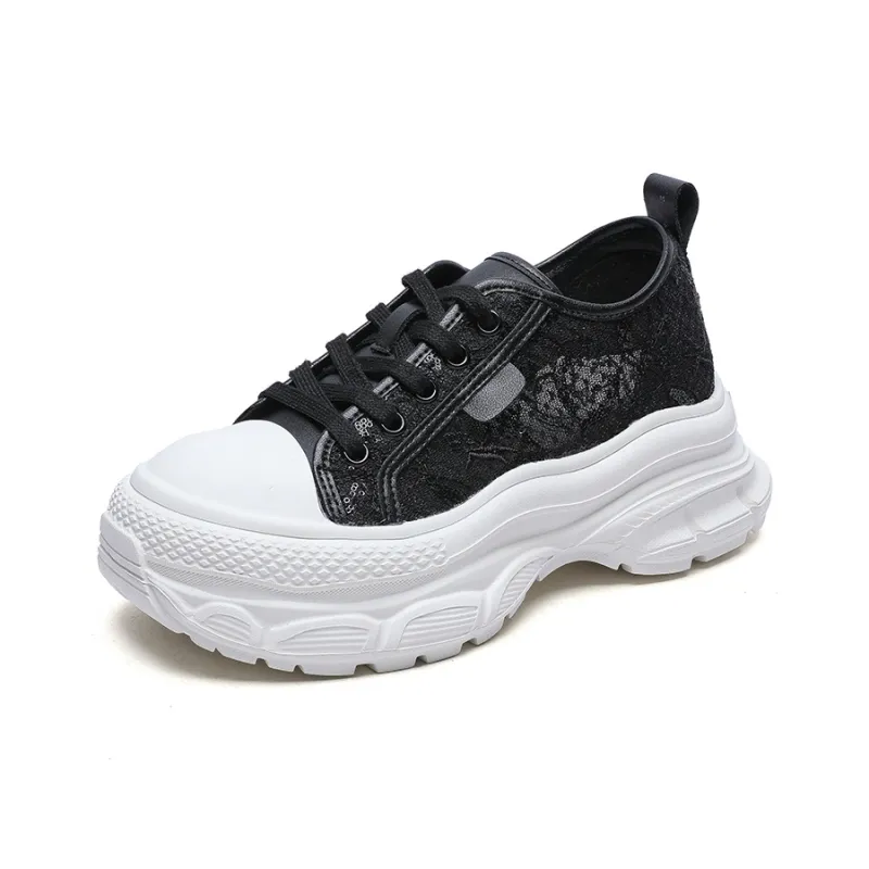 APRHE Slip Resistant, Abrasion Resistant, Breathable, Lightweight, Height Increasing Low Top Chunky Sneakers Women's-6