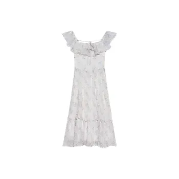 DOSOHEB Sleeveless Dress Women's Light Purple Floral