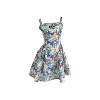 IQC Slip Dresses Women's Oil Paintings Blue