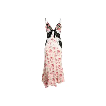 SECFLY OFFICIAL Slip Dress Women's Black White Floral Dress