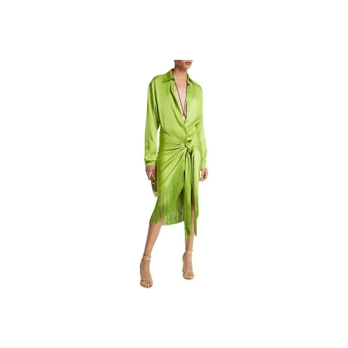 MICHAEL KORS Harmeuse Fringed Sarong Skirt Casual Long Skirts Women's Green