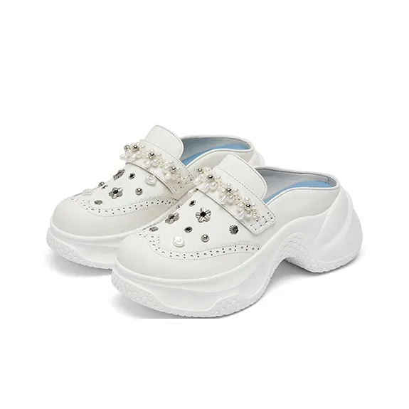 SUGARSU Abrasion Resistant Slip Resistant Closed Toe Slippers Women's White-1
