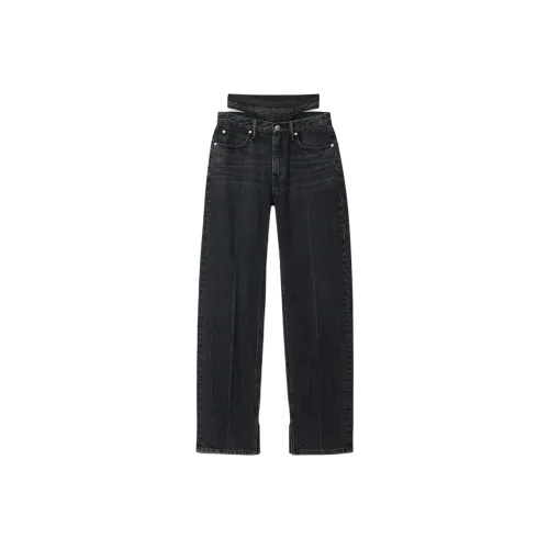 Alexander Wang Pre Styled Straight Leg Slit Hem Jeans