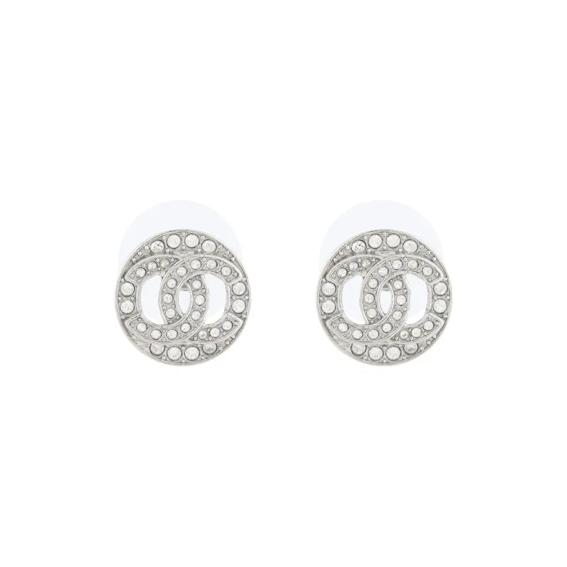CHANEL Metal Stud Earrings Women's Silver-0