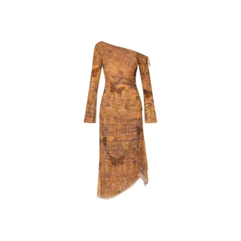 Misbhv Graphic Printed Asymmetric Midi Dress