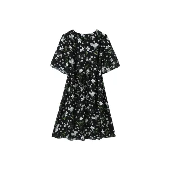H-YXIANG Short-Sleeved Dresses Women's Among The Flowers