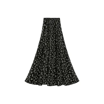 Cypress House Casual Long Skirt Women's Black With Floral