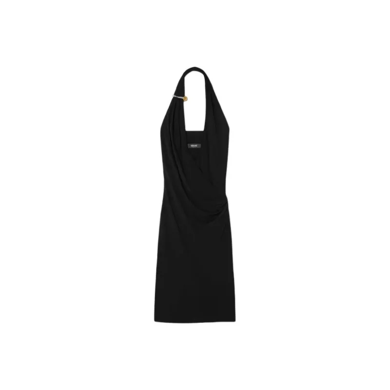 VERSACE Safety Pin Sleeveless Dress Women's Black-0