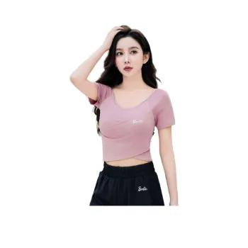 Barbie Yoga T Shirts Women's Vibrant Pink[with Pads]