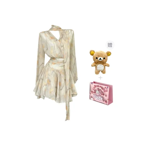 FLIM Long Sleeved Dress Women's Apricot Bear Box