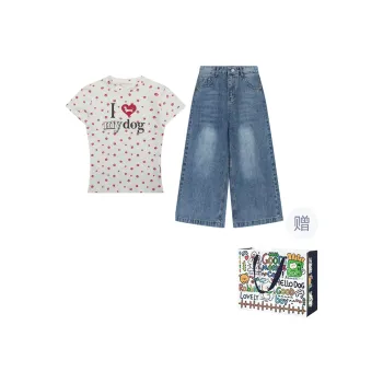 ZVJH Casual Suit Women's White T Shirt+Jeans