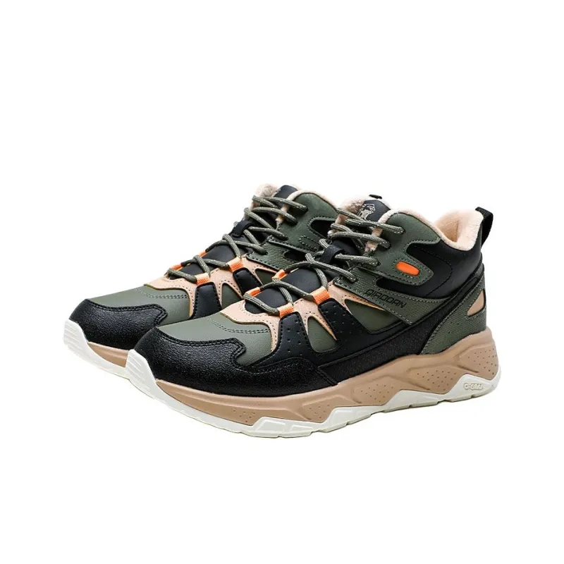 QIAODAN Dry Anti Slip Wear Resistant High Top Casual Shoes Men's Black Green-2