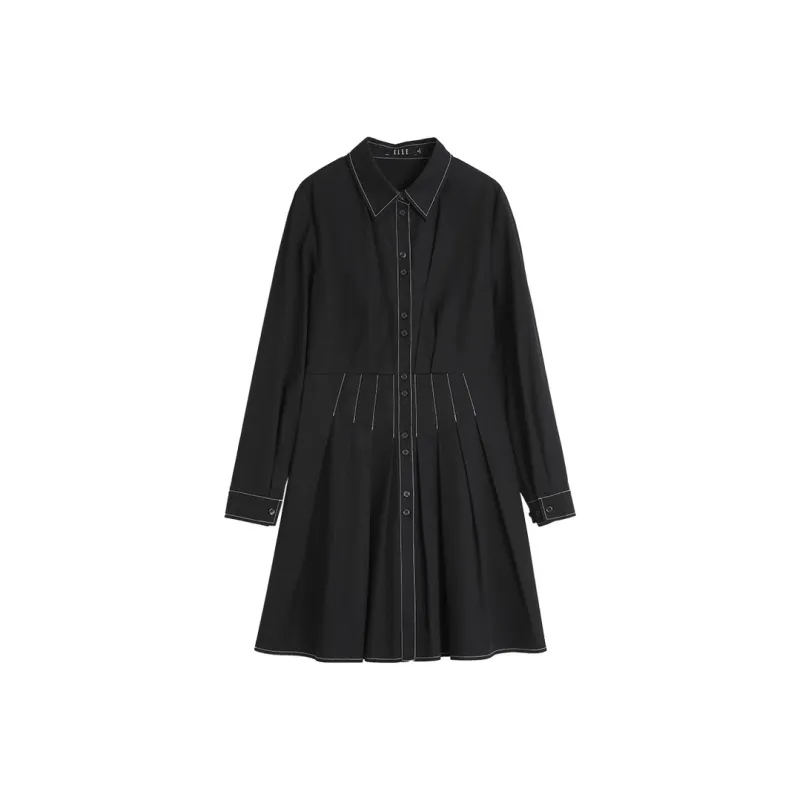 ELLE Long Sleeved Dress Women's Black-0