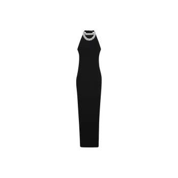 BALMAIN Halterneck Embellished Neck Long Dress