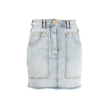 BALMAIN Denim Short Skirts Women's Blue