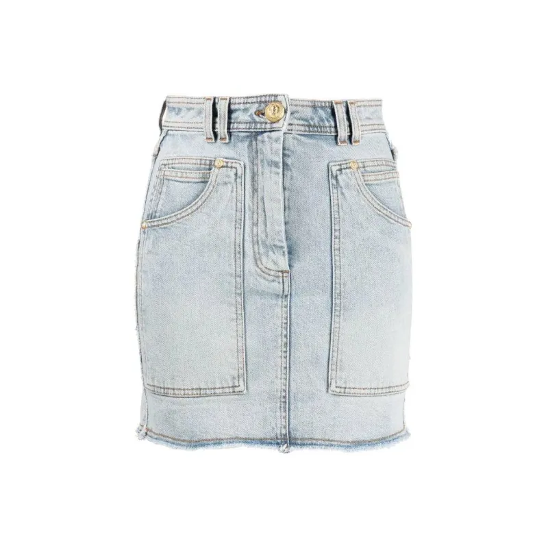 BALMAIN Denim Short Skirts Women's Blue-0